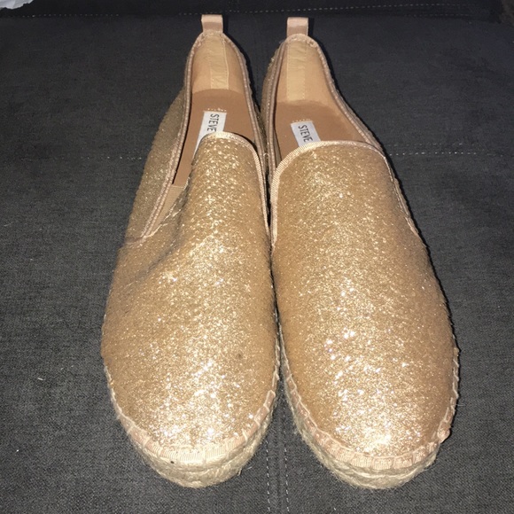 Steve Madden Shoes - Steve Madden Rose Gold Sequin Platform Espadrille